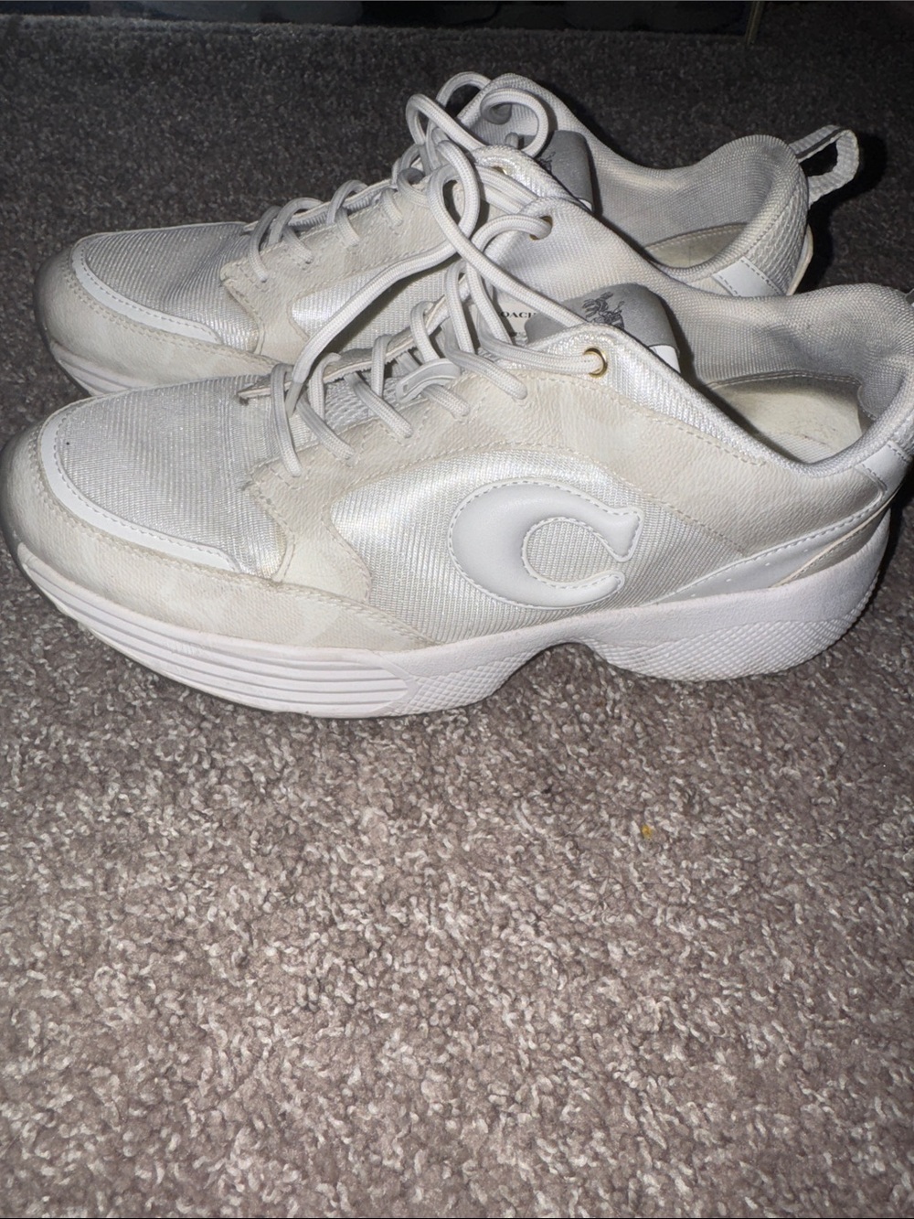 Coach White Platform 'C' Logo Sneakers